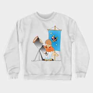 Boy with binoculars Crewneck Sweatshirt